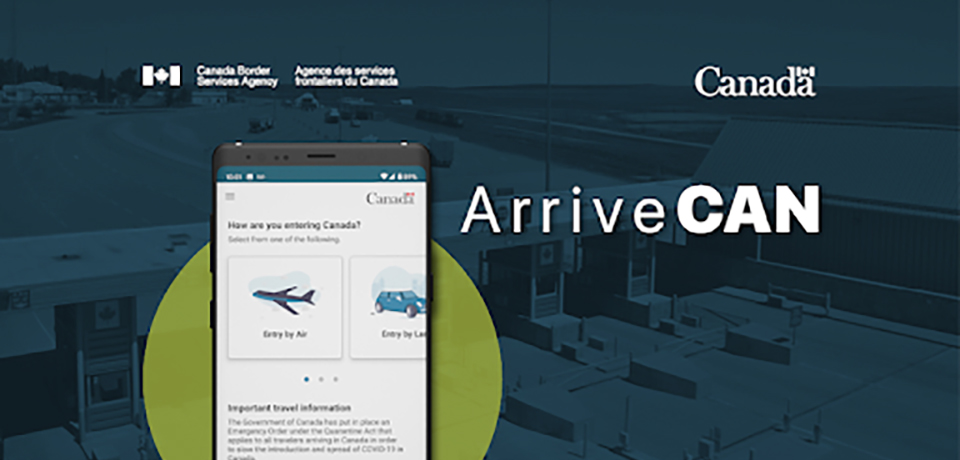 ArriveCAN App promotional display.